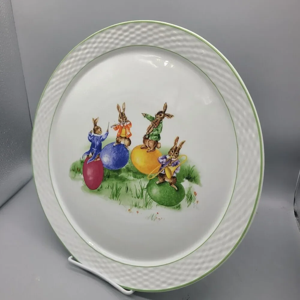 Williams Sonoma Easter Bunny Band Round Serving Platter 13
